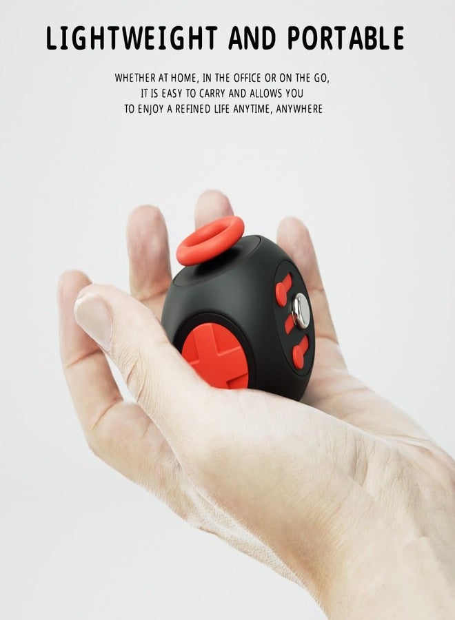 Evnojy Fidget Toys Fidget Blocks Fidget Pads Stress Fidget Block Twisty Fidget Toy Cube Anxiety Toy Infinite Cube for Adult (Black Red) - Image 3